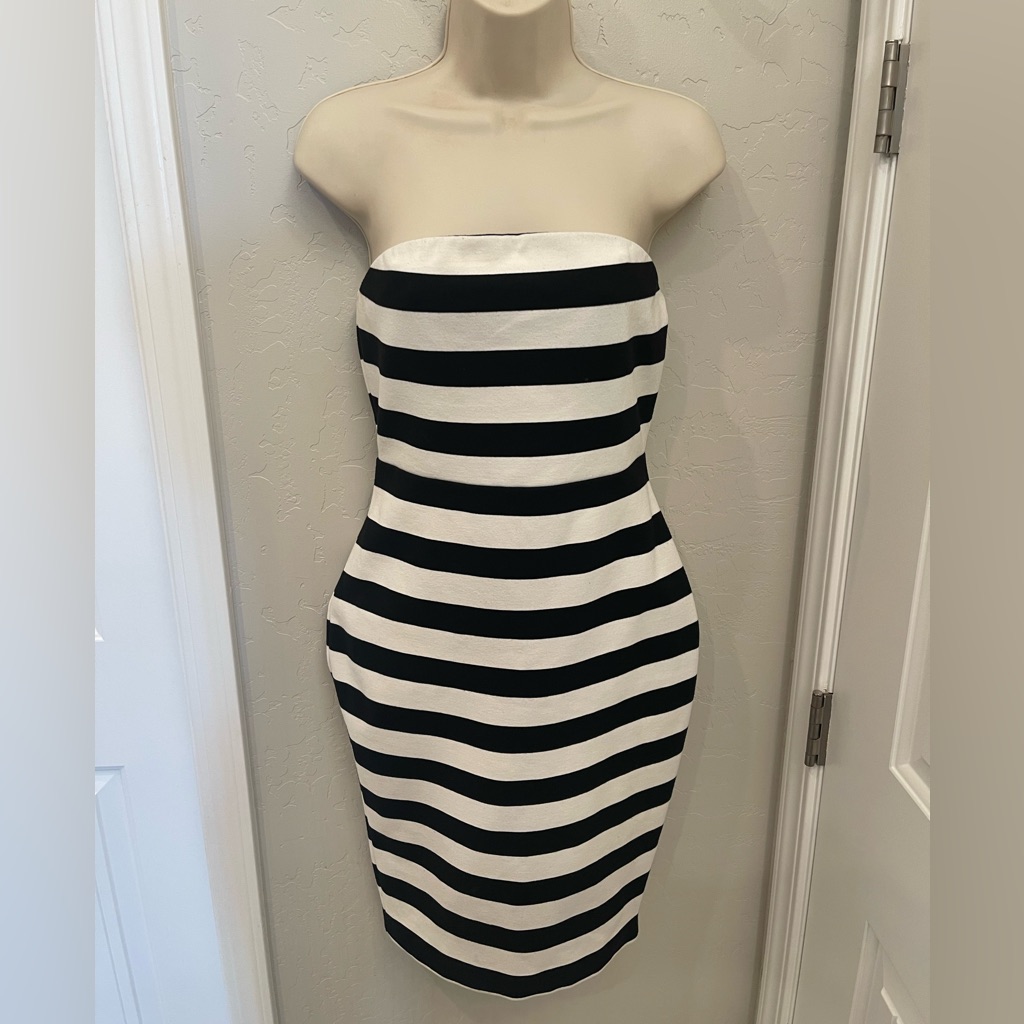 Express Black And White Midi Dress